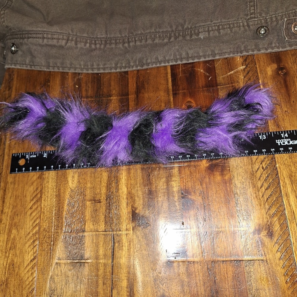 Purple Black Faux Fur Cosplay Tail Cat Fox Style Halloween Costume Accessory 1pc - Picture 2 of 7